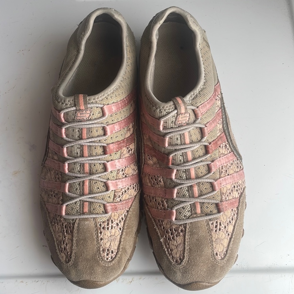 Sketchers Sasha bikers trainers slip on athletic sneakers pink shoes size 8 1/2